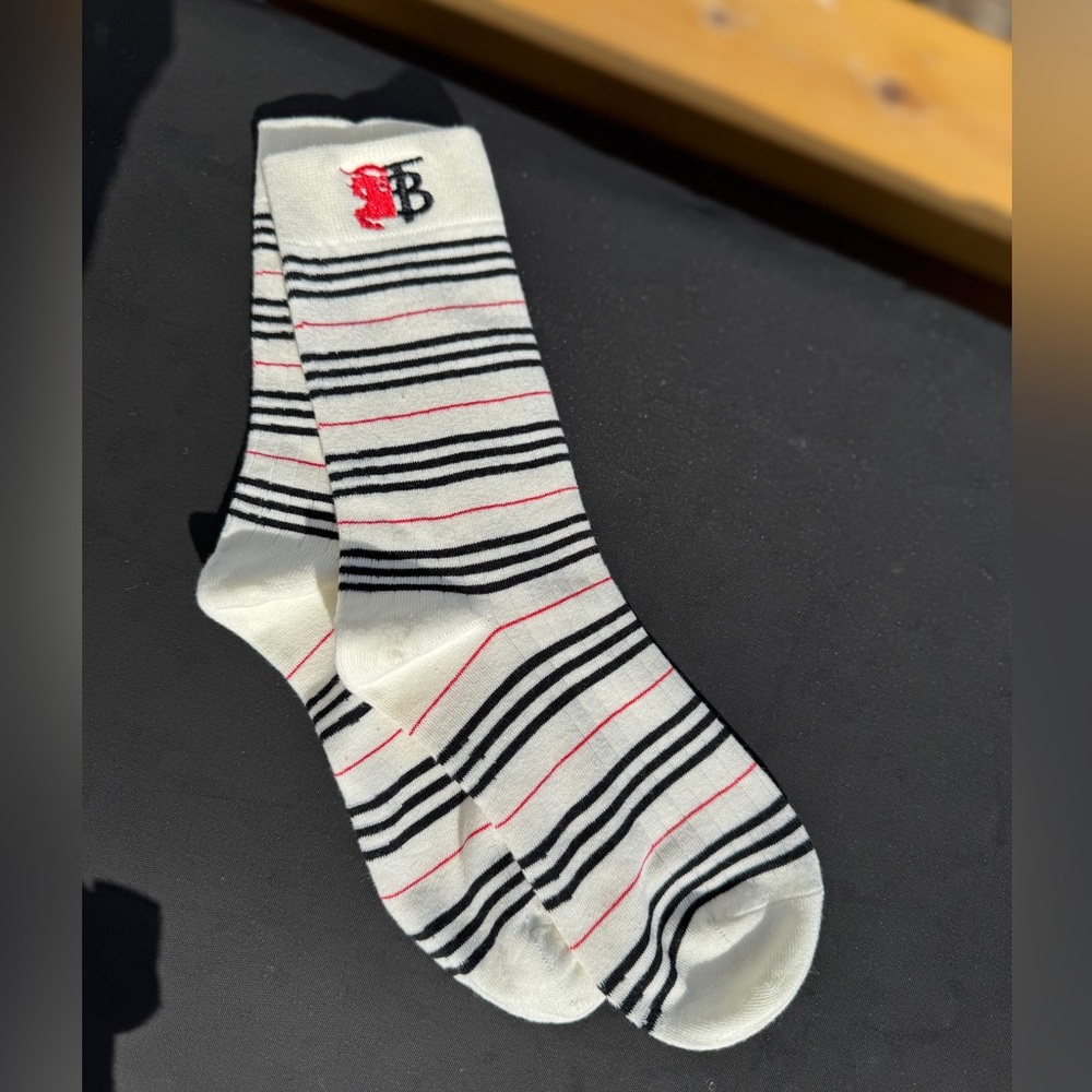 Burberry Striped Socks - TB LOGO🔥thin w/Stretch! Unisex/OS - Picture 6 of 6